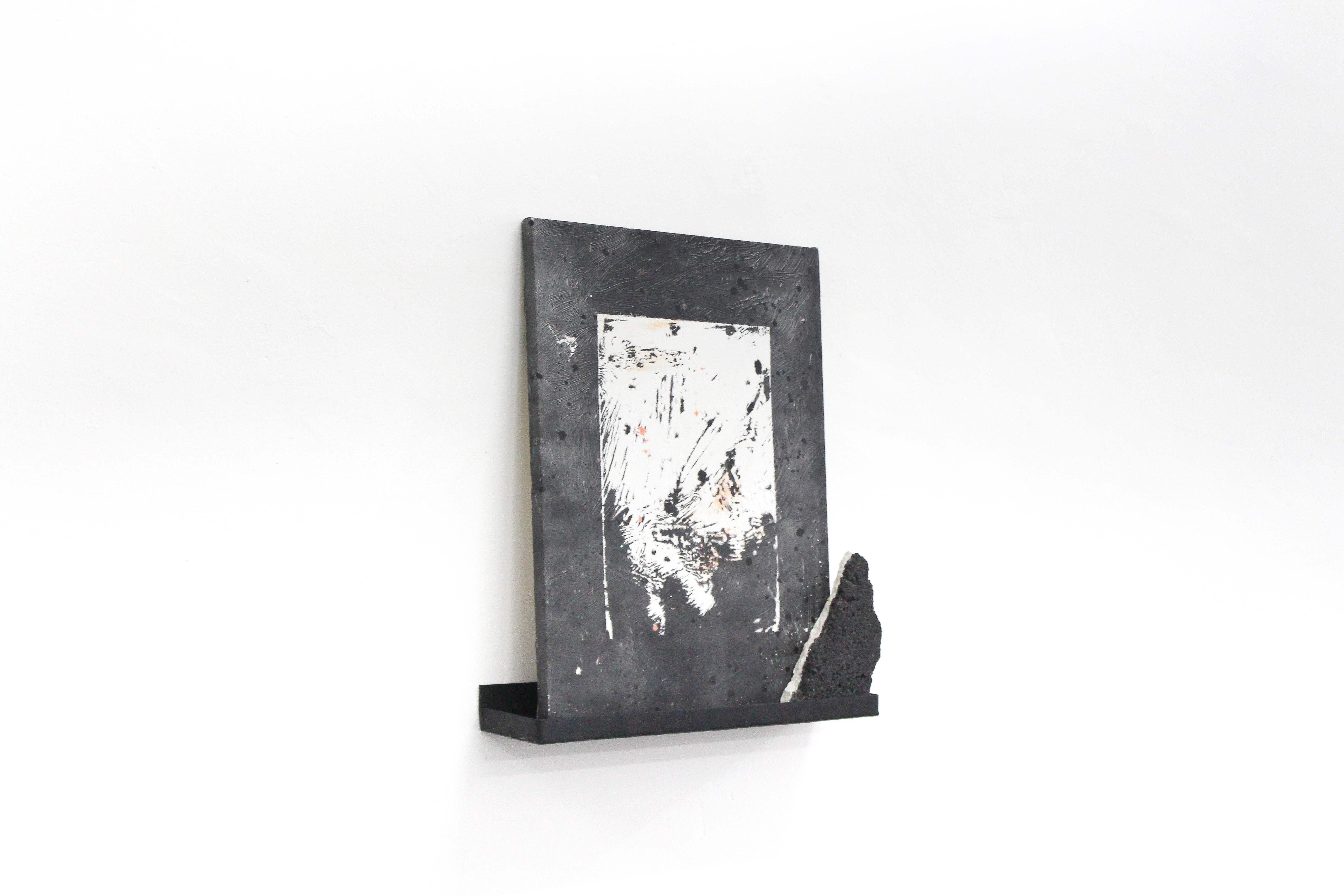 Black Slash (shelf) Acrylic on canvas, iron shelf, found object, Keke Vilabelda, 2017
