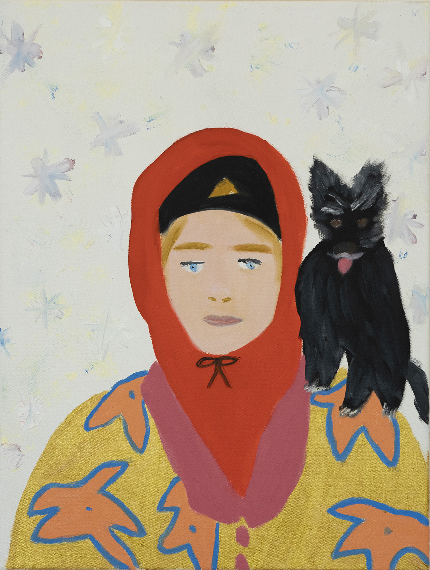 Wind of Change ( Natalie mit Katzenhund), Oil on Canvas, 47 x 62 cm, 2020